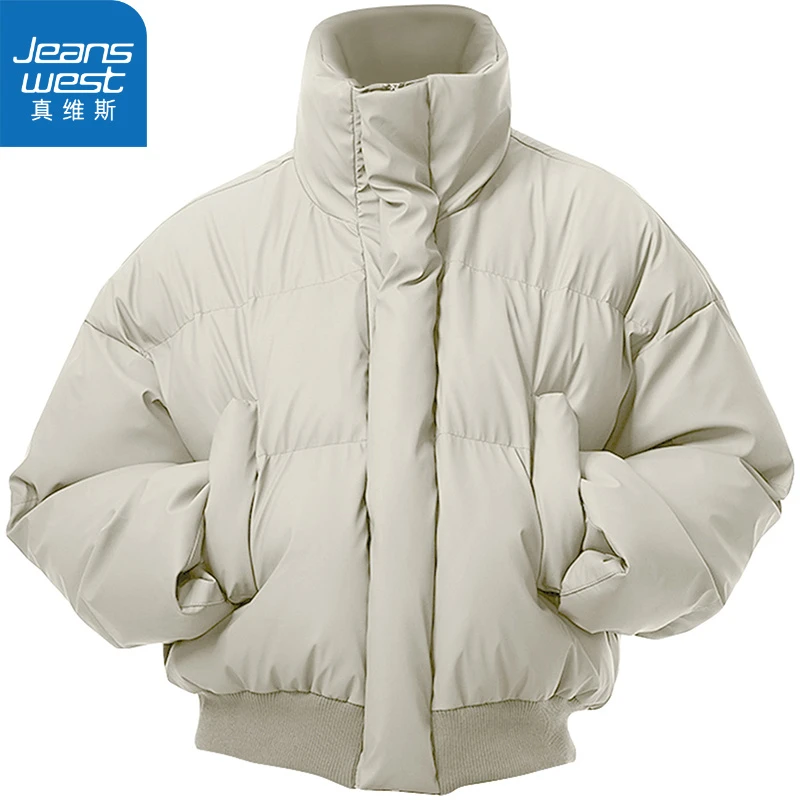 真维斯美式高街短款毛领男冬季加厚情侣棉衣外套cleanfit派克棉服