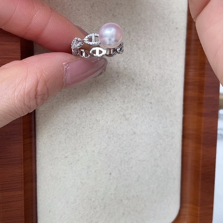 海水珍珠银S925镶嵌戒指