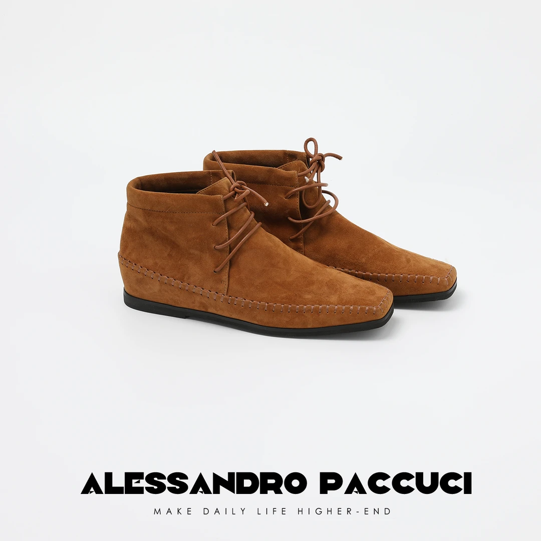 AP洛哥25017X高丝光羊京方头系带两色复古舒适百搭短靴单鞋