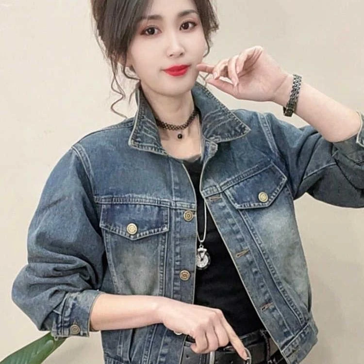 复古时尚牛仔短款外套女2025春季新款爆款休闲宽松夹克小个子上衣