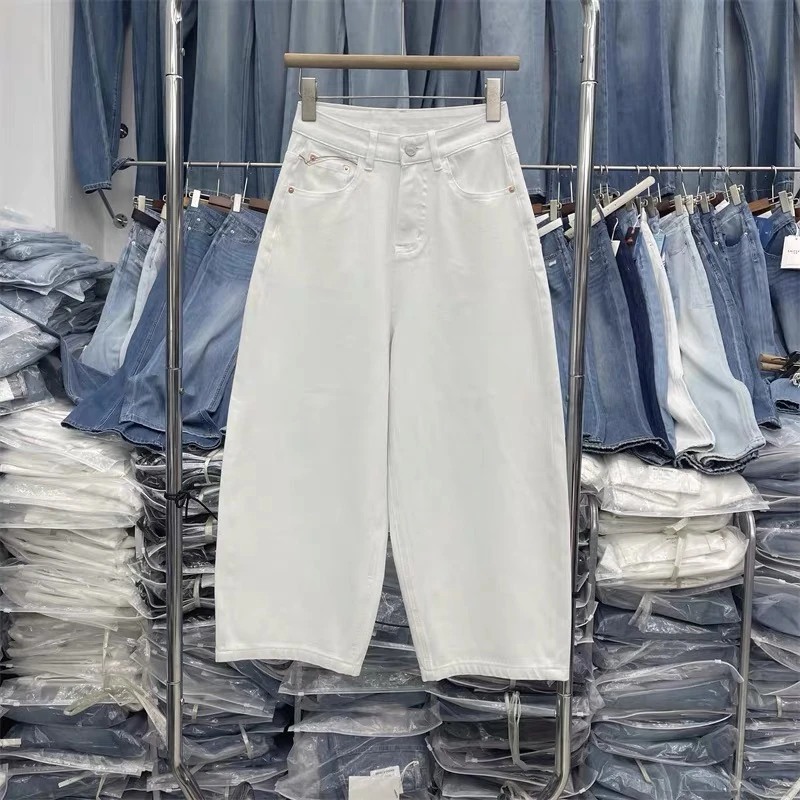 【25806】小松菜夏款薄面料四面弹 九分直筒阔腿老爹裤