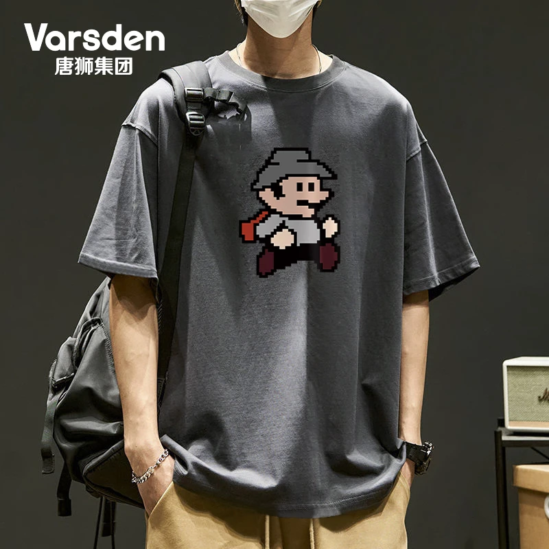 唐狮集团Varsden短袖男2025夏季新款潮流卡通印花休闲百搭短袖t恤