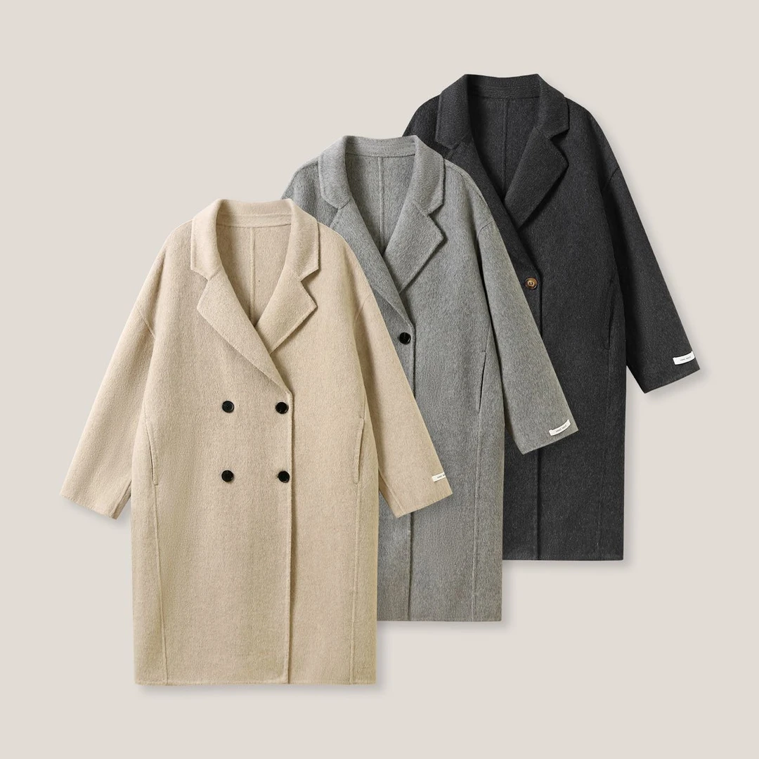 “初雪氛围感”秋冬中长款法式双面羊毛大衣ss26442