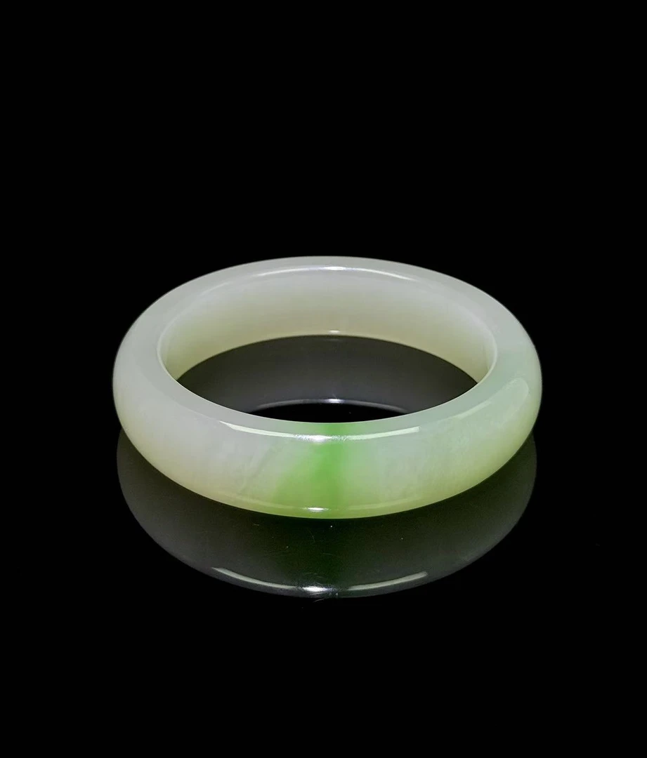 传世级 和田玉 翠青 一抹翠 直切 轮胎 手镯59mm+