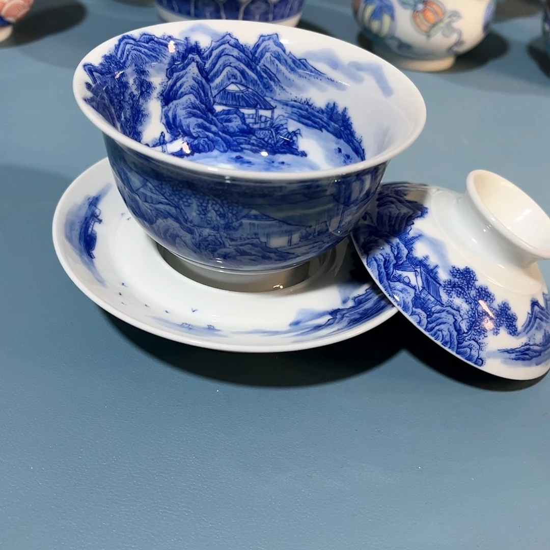 錡镇堂手工手绘盖碗