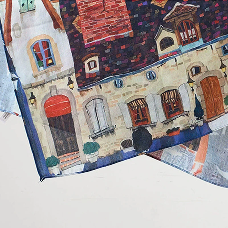 真的美 (梦幻庄园)油画款 原创棉柔围巾70方巾空调房披肩外搭