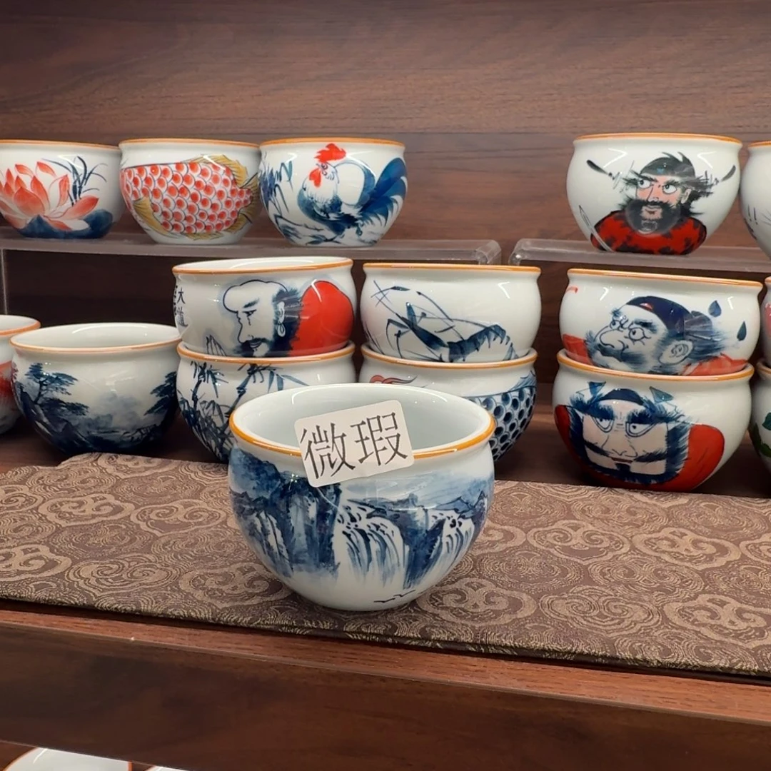 釉下手绘茶具微瑕