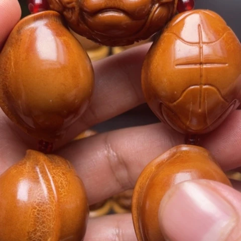 橄榄核把件元宝富甲手持一条3.3左右