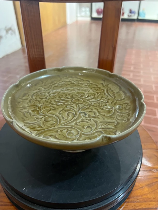 耀州窑果盘（纯手工刻制）