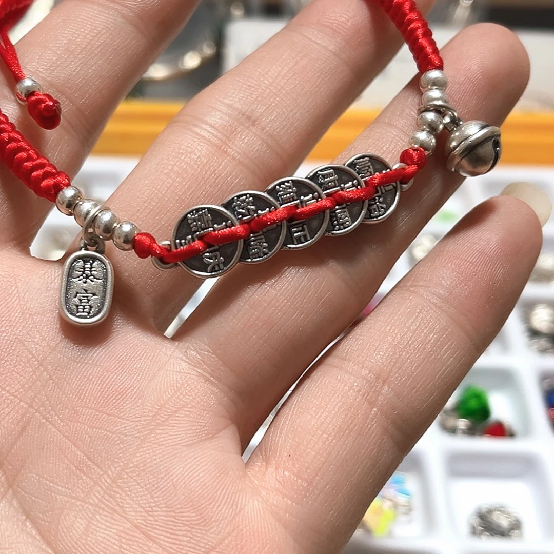 吊坠足银珐琅脚链