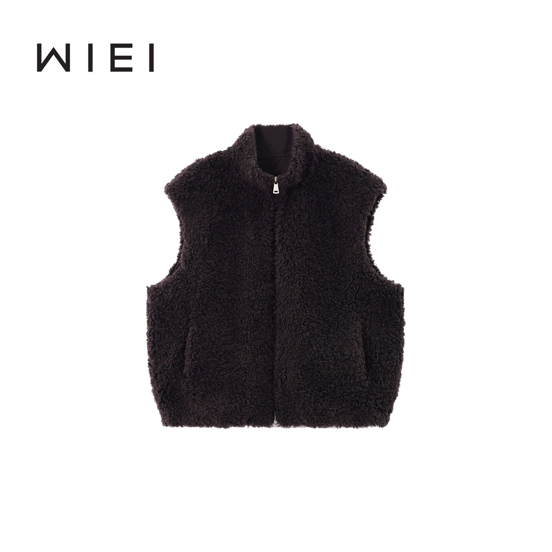 《WI EI》100%羊毛*微宽肩毛绒绒宽松立领无袖马夹外套W25309147