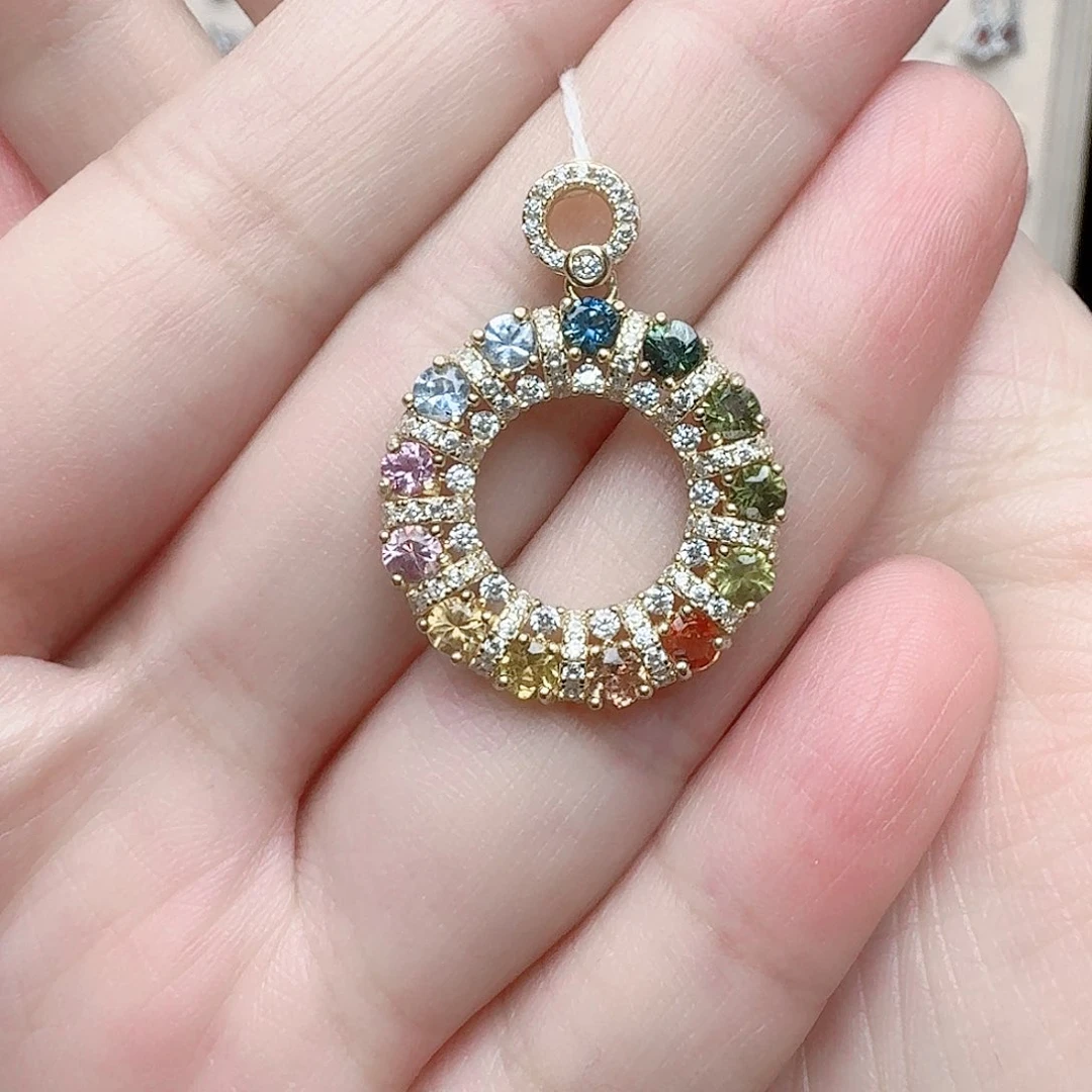 蓝宝石吊坠(不含链)银S925镶嵌多样性发一件