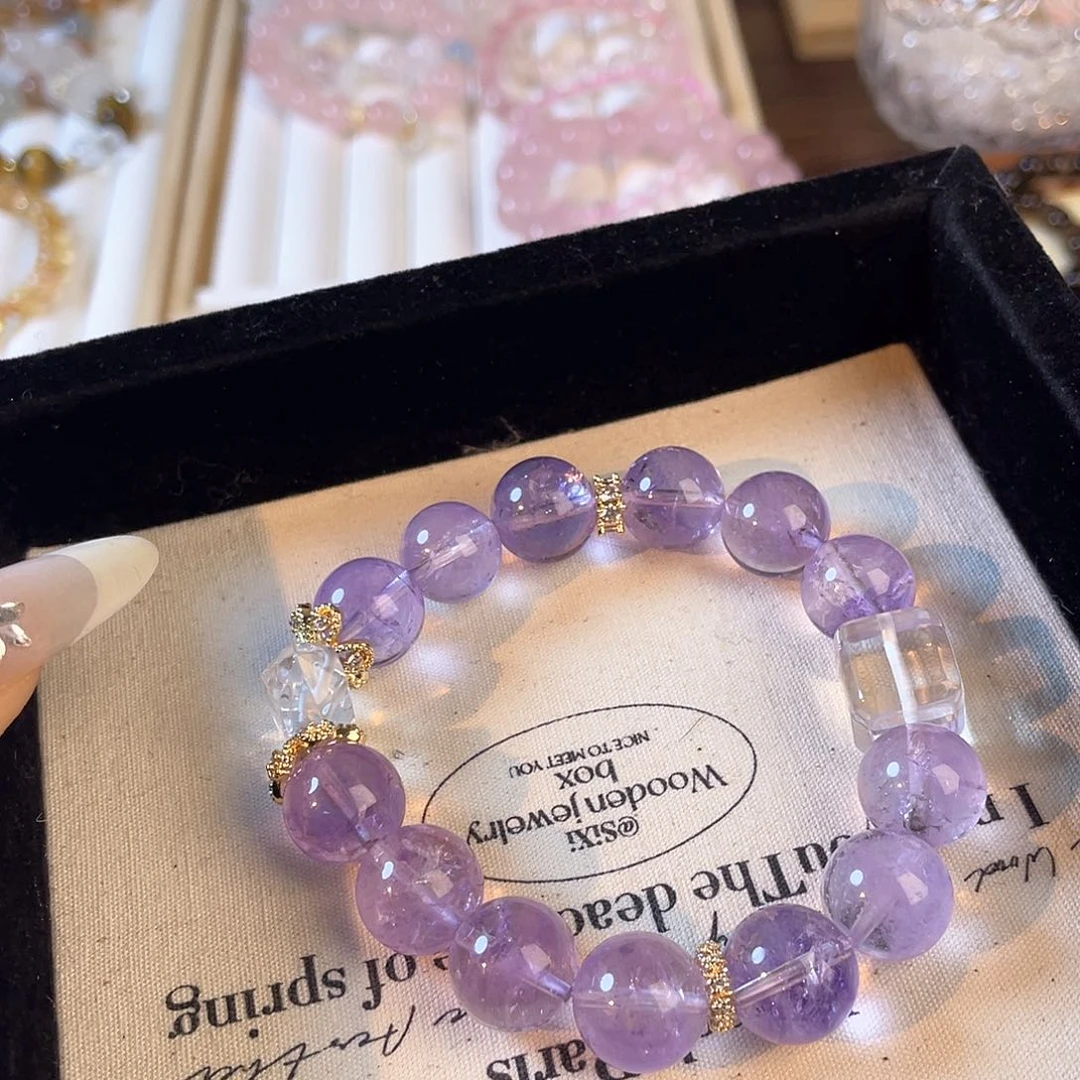 紫晶手链未镶嵌薰衣草大米