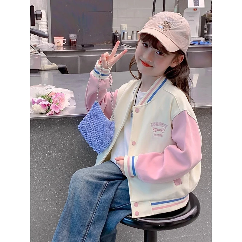 女童外套秋装2025新款洋气儿童棒球服春秋款小女孩运动秋季上衣潮