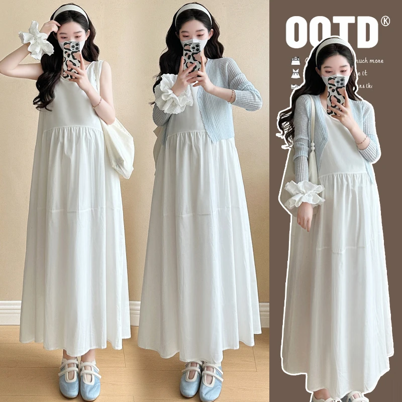 【安安】孕妇装春夏季时尚背心裙+开衫洋气减龄孕妇连衣裙显瘦夏装