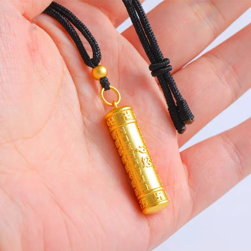 合金吊坠 【高端定制】金色心经圆柱吊坠转运珠