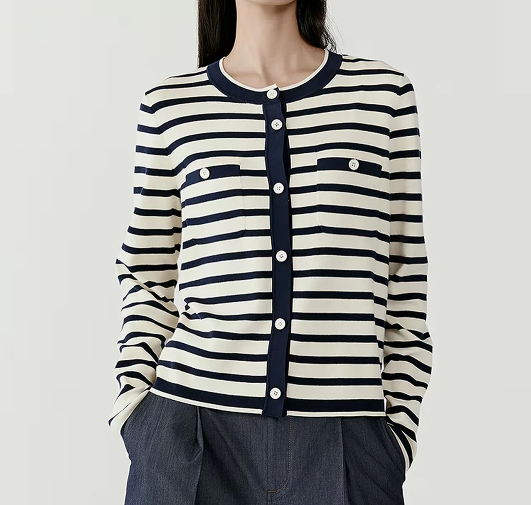 25s春季新款条纹针织开衫（24M0033)【646】