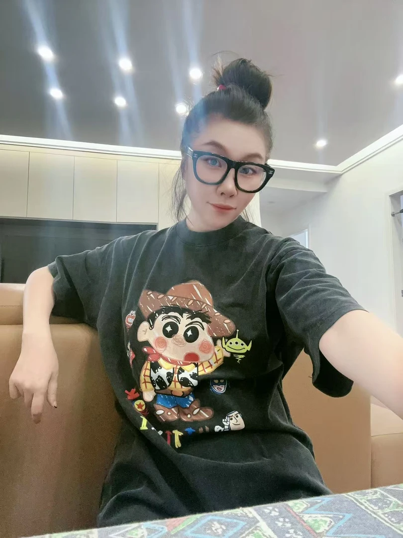 《丫丫推荐款》5230新款美式复古卡通牛仔小新T恤