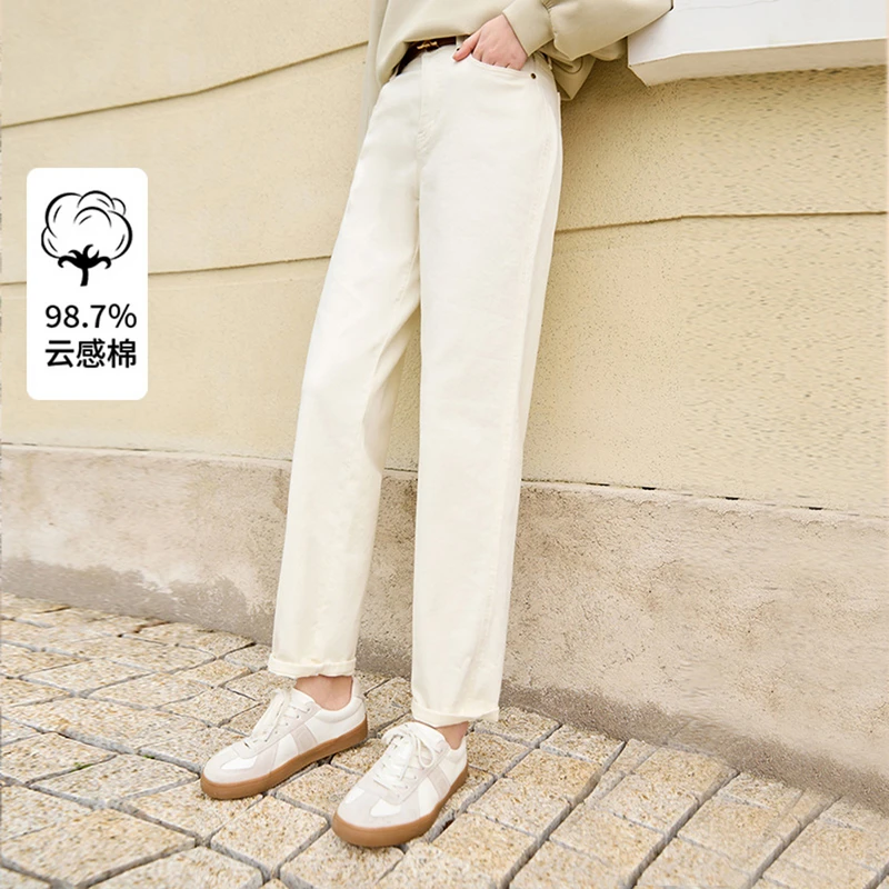 K651603牛仔裤 香影高腰九分牛仔裤25春新款复古锥形裤女士裤子