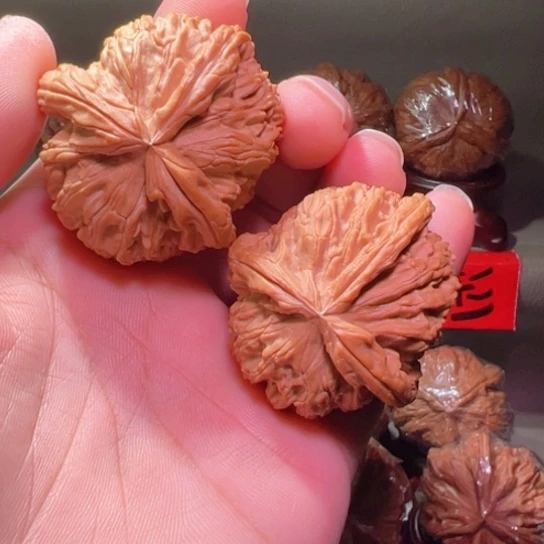 把件文玩核桃顶级粗棱元宝形白狮子全品45边35高