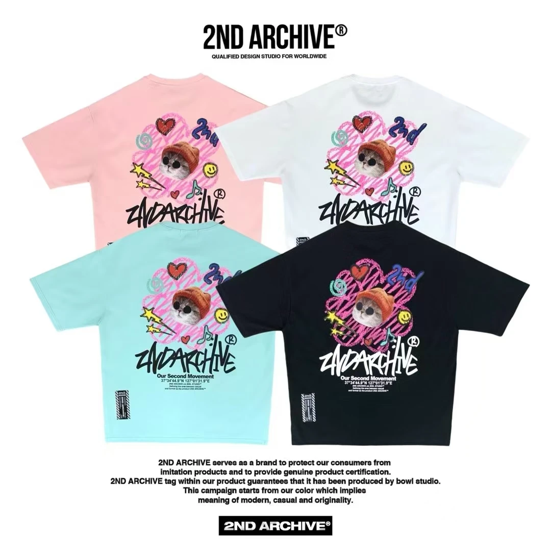 2ND手绘太阳花T恤韩国设计师夏季纯棉百搭韩范短袖-1013857