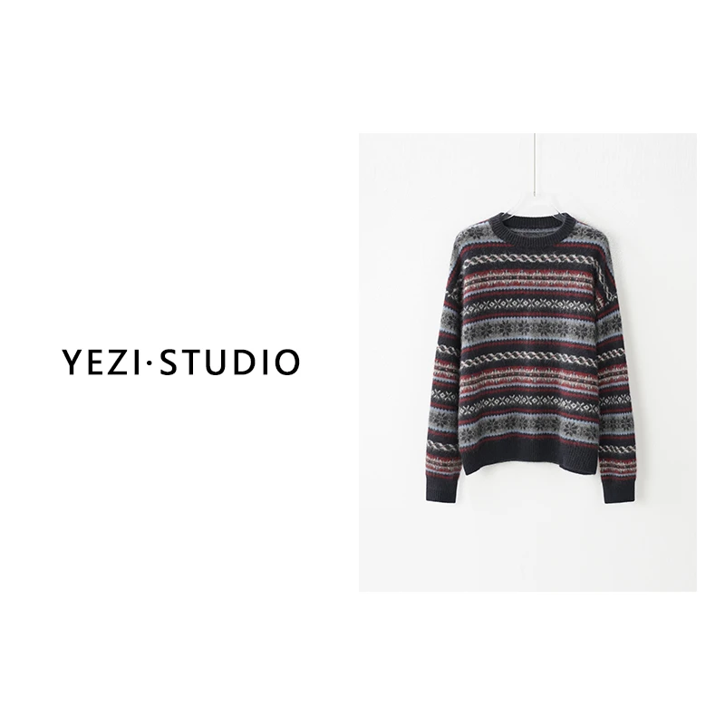 【松弛有智】重磅甄选A级浣..熊绒提花费尔岛双包针织衫25422702