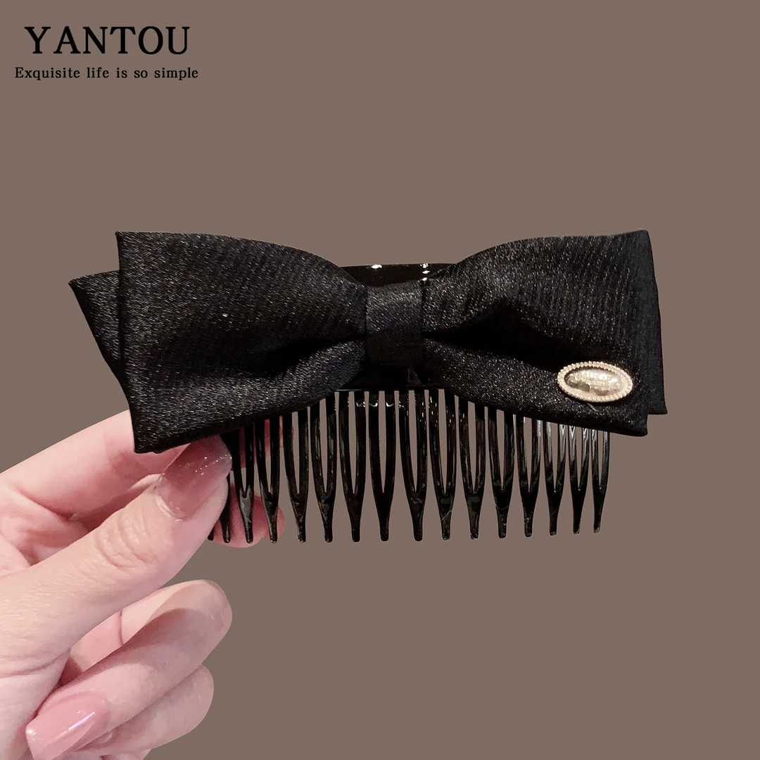 蝴蝶结发梳发饰韩国刘海梳发卡子简约头饰品发夹子倒插发插梳发叉