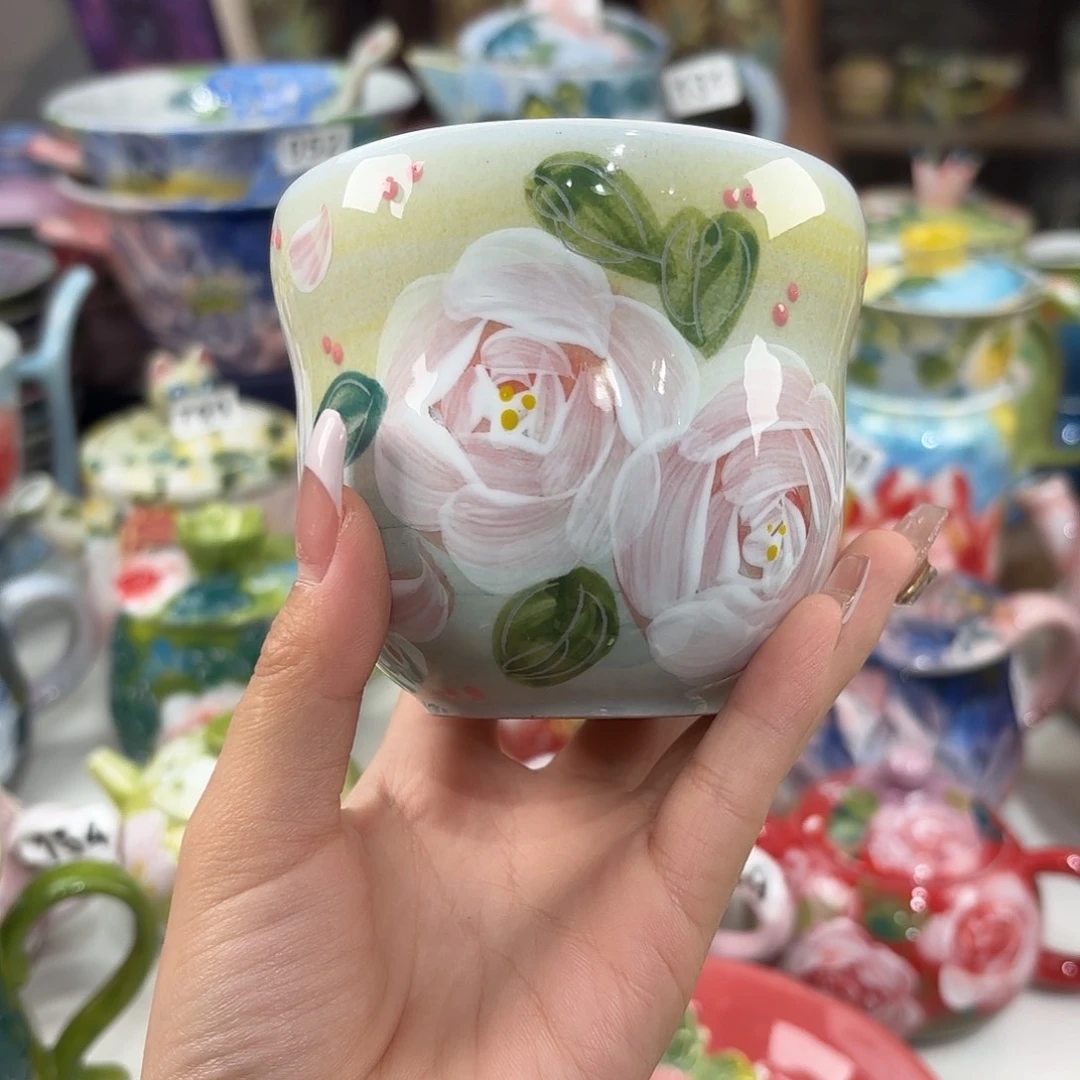 瓷片景德镇手绘高温釉下彩陶瓷茶具