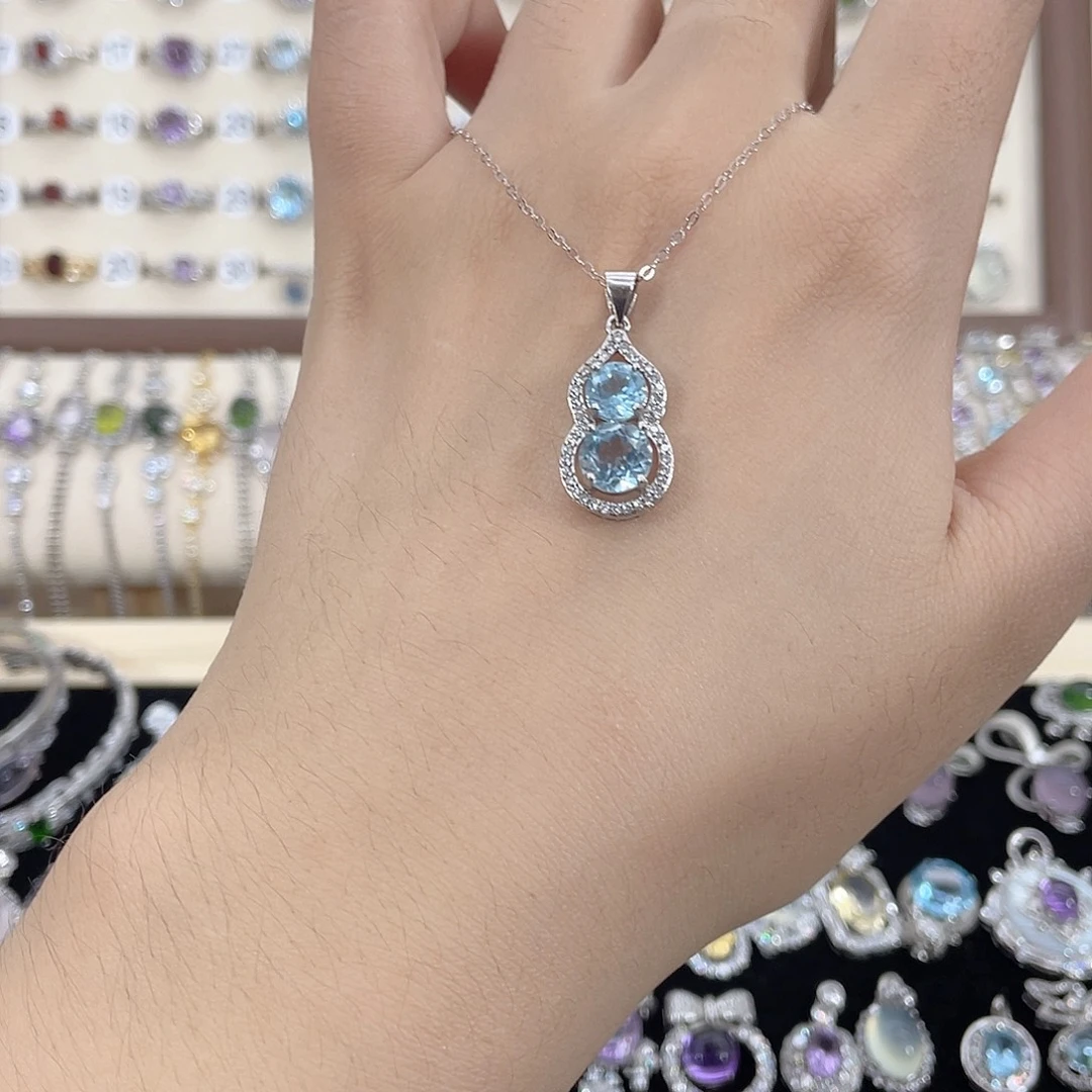 托帕石银S925镶嵌颈饰