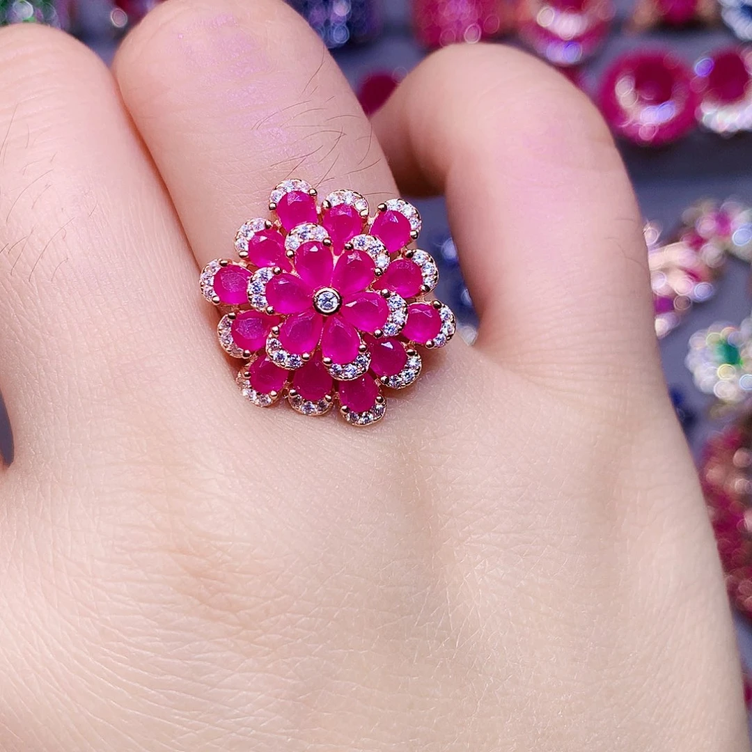 银S925镶嵌戒指红宝石