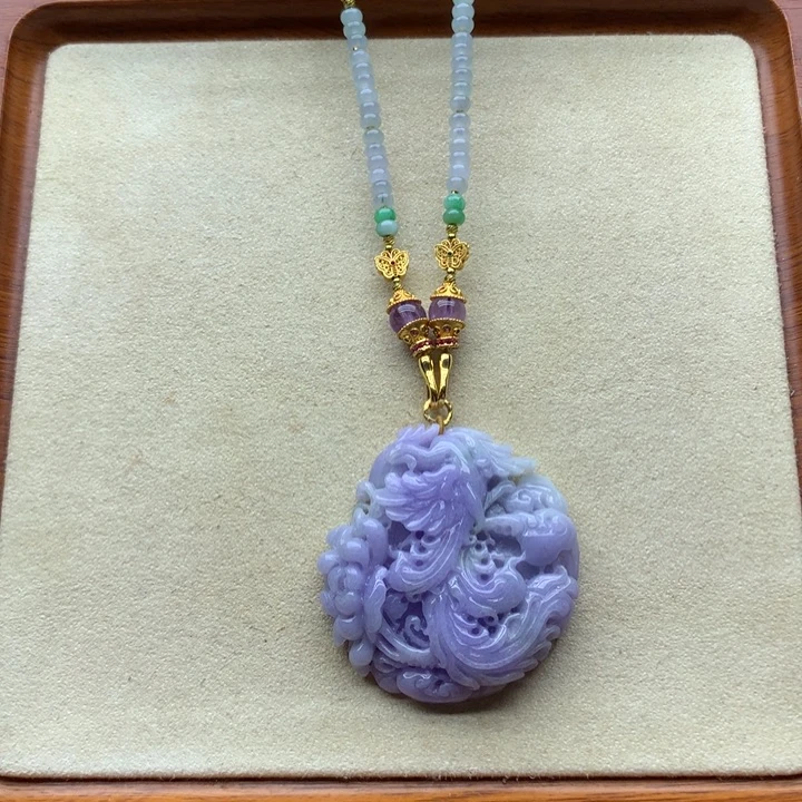 颈饰未镶嵌翡翠紫翡凤凰