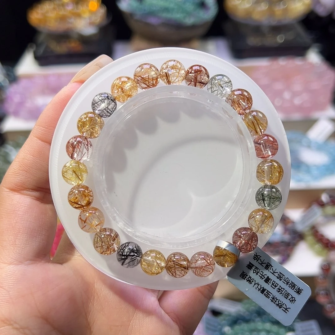 手串未镶嵌水晶祖宗级福利彩发晶8.6m m