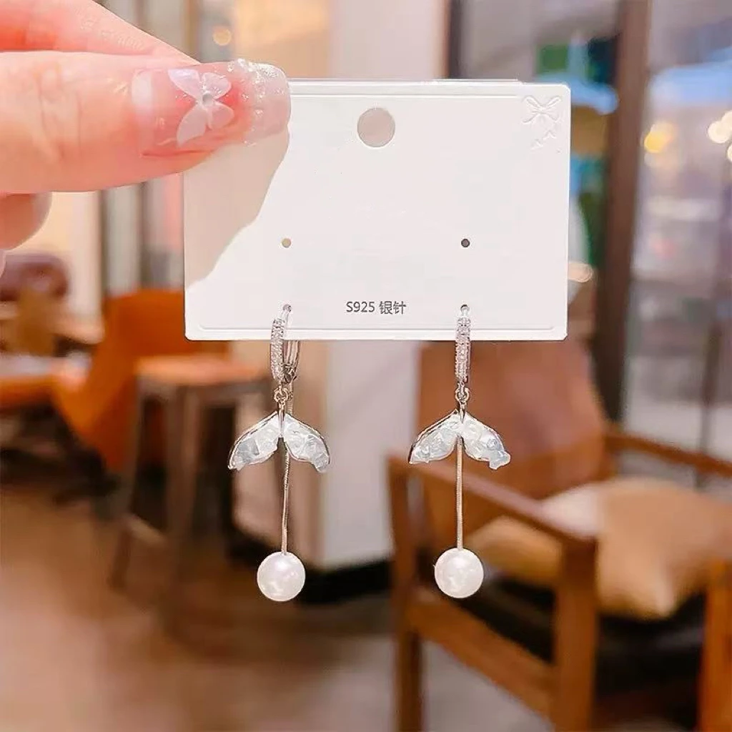 925银亚克力耳饰 银色甜美原创设计耳环满钻简约轻奢时尚