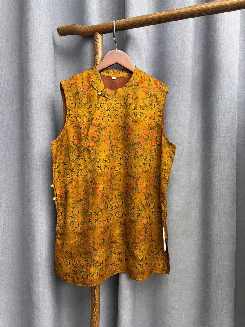 2025夏季新款时尚简约新中式桑蚕丝香云纱奥黛提花上衣女H2129