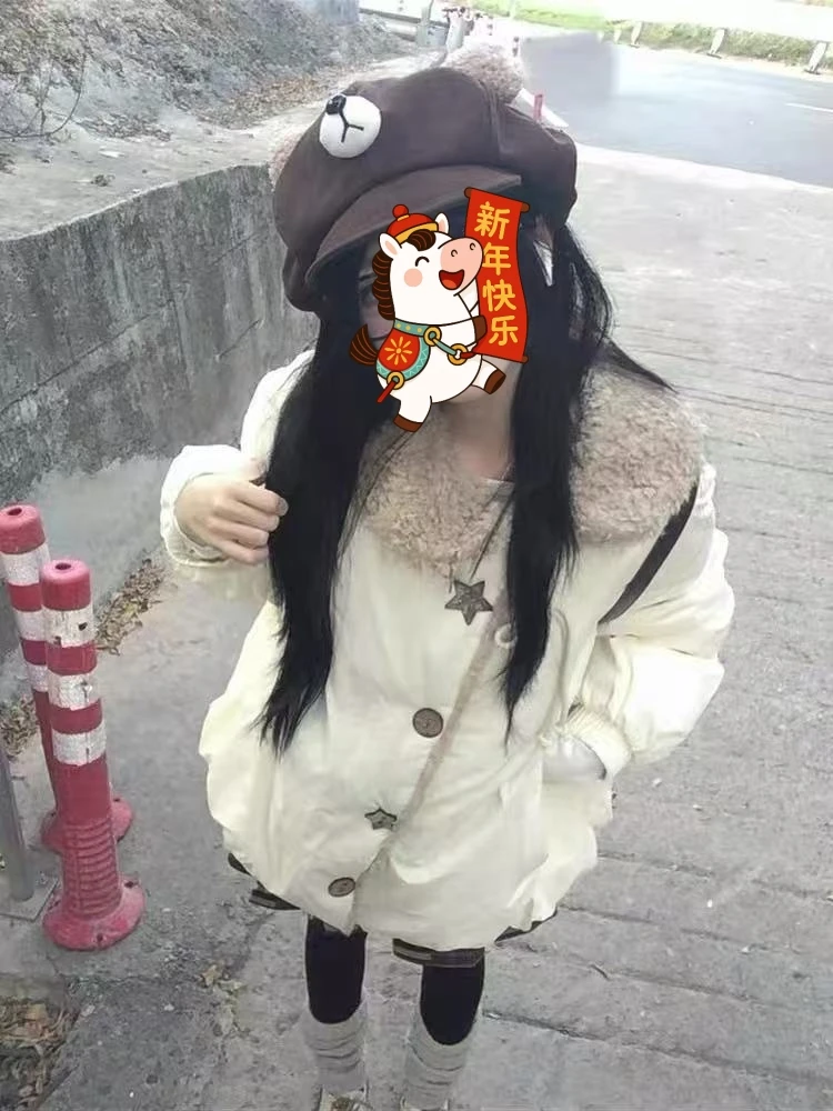 大码韩系复古拼接上衣冬季宽松加厚外套99721#