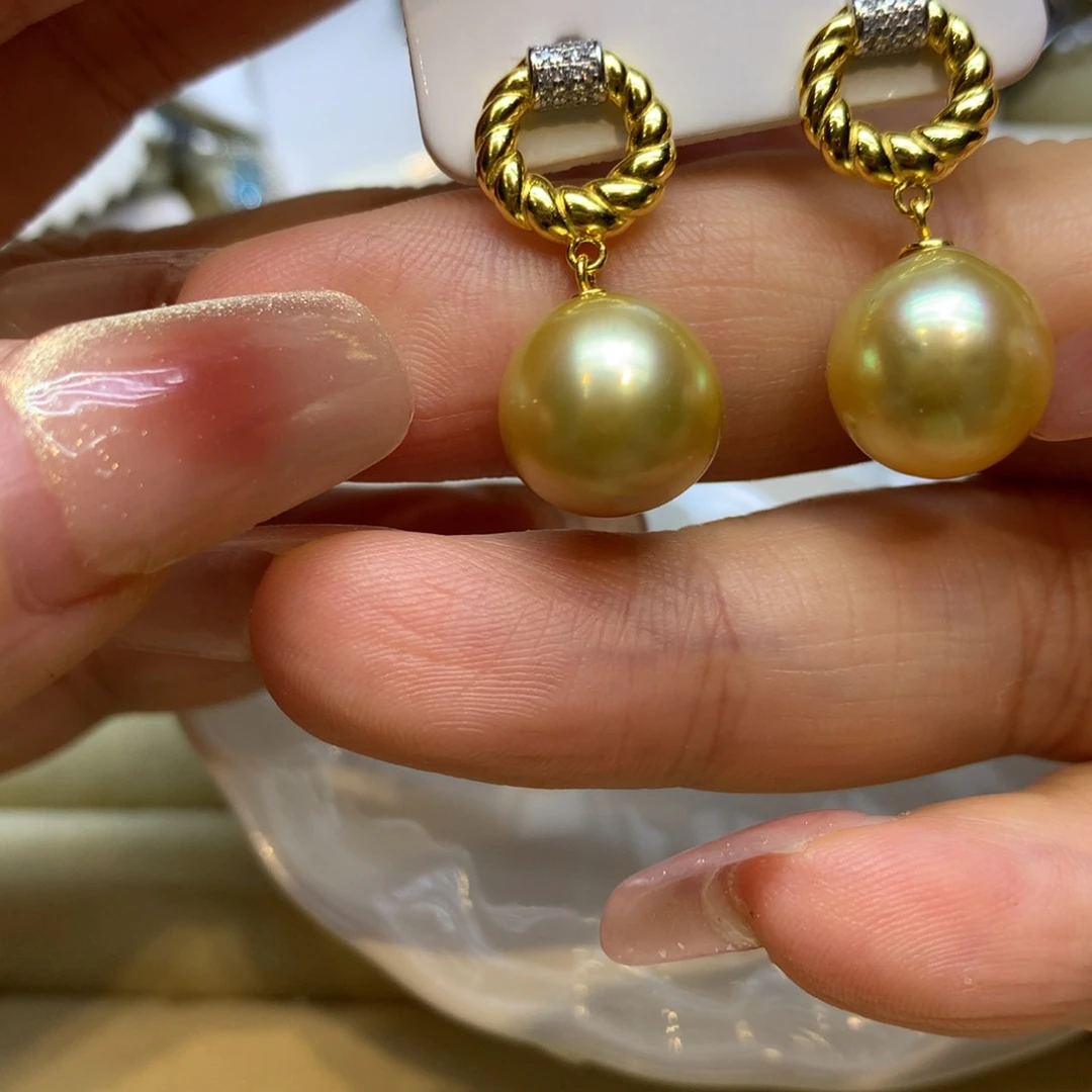 银S925镶嵌耳饰海水珍珠