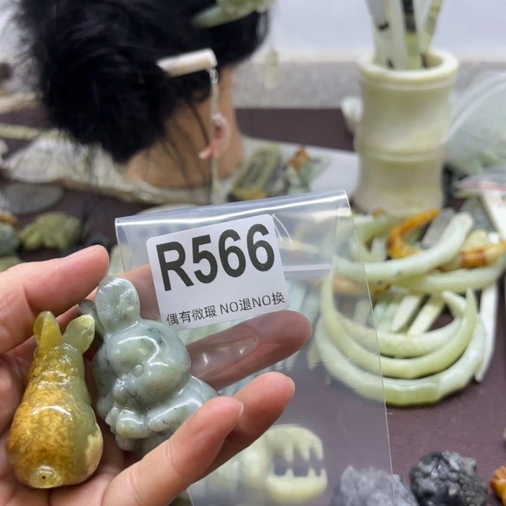 蛇纹石玉发饰合金竹*外