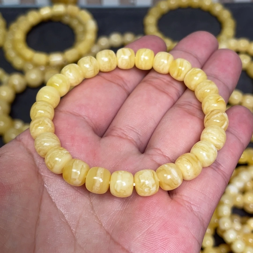蜜蜡未镶嵌裸石虎皮纹千层雪蜜蜡手串8.8mm