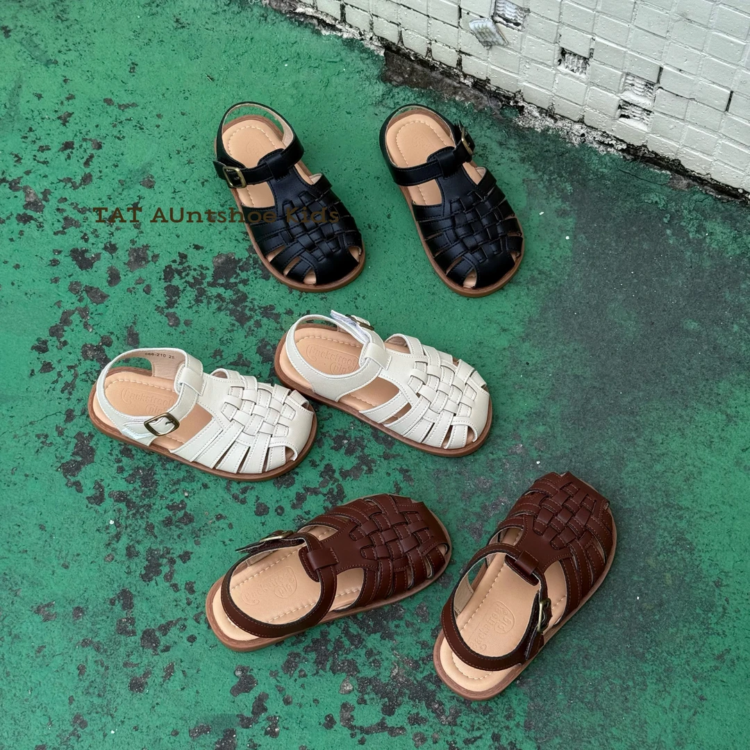 TAT 女童夏季罗马凉鞋ins编织软底女宝宝包头凉鞋防滑儿童沙滩