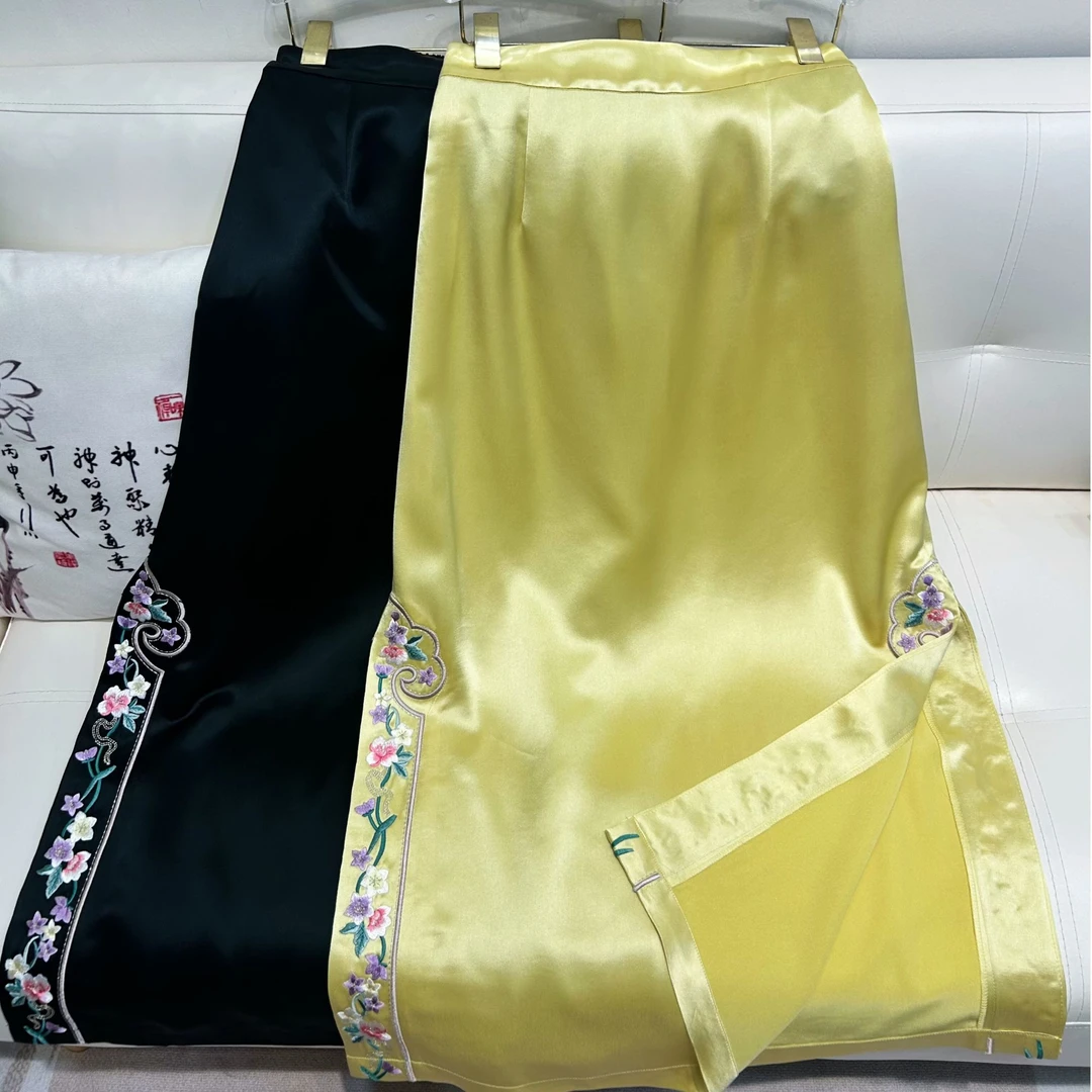 【丹妮甄选】新中式夏款醋酸如意裙国潮复古刺绣气质显瘦半身裙#11