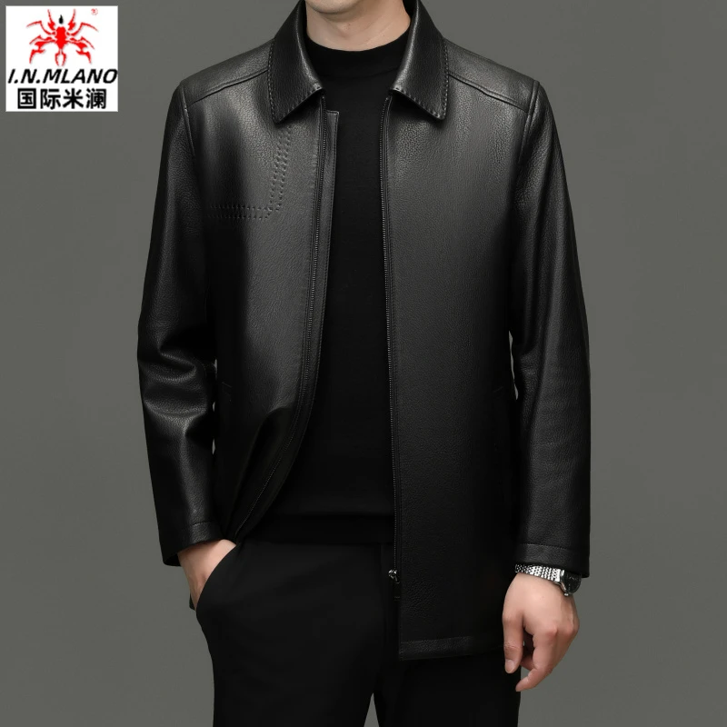 【山羊皮】中长款头层羊皮风衣皮夹克真皮皮衣男士修身大衣外套男款