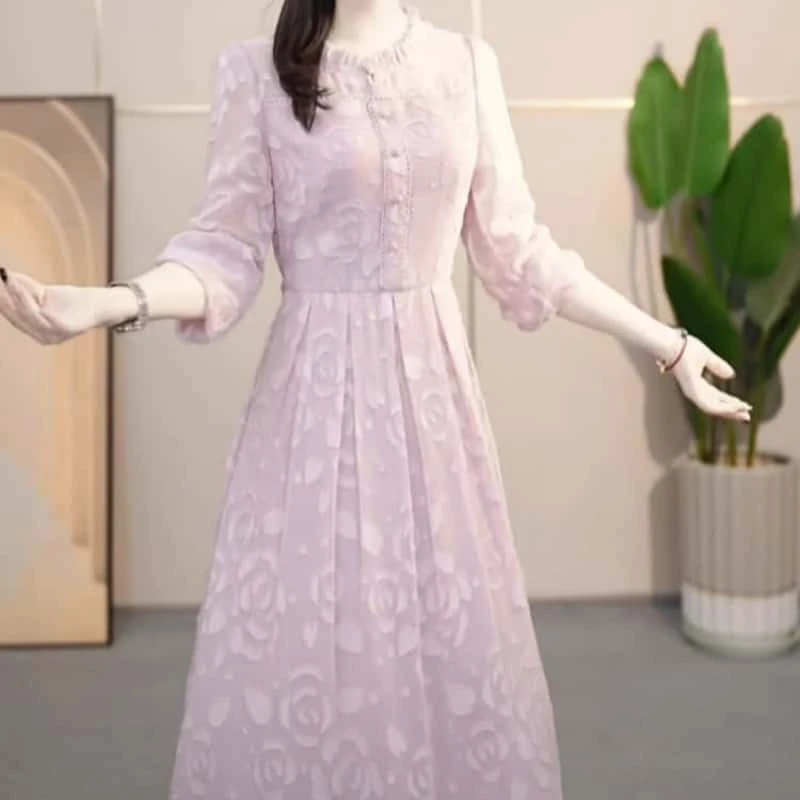 洋气优雅时尚气质女装2025春装新款小清新修身显瘦减龄休闲连衣裙