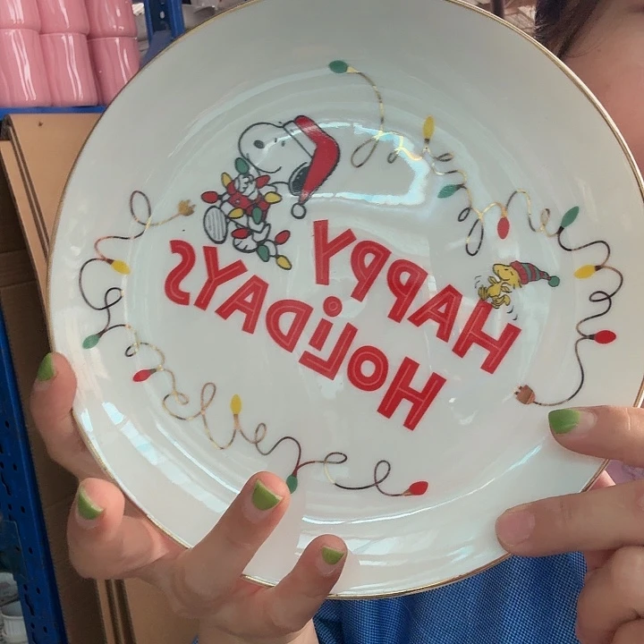 外贸尾单高温陶瓷微瑕8.5寸圣诞餐盘