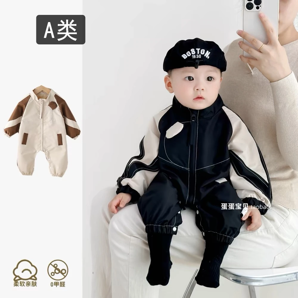 婴儿衣服冲锋衣服装连体衣开春秋季宝宝超萌洋气外出哈衣亲肤爬服