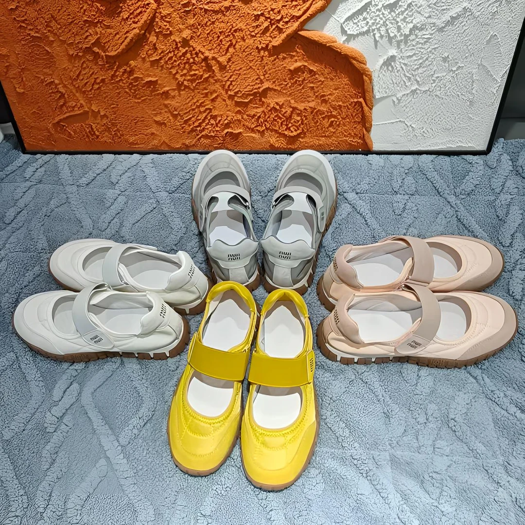 欧货真皮女鞋2025春夏厚底魔术贴浅口玛丽珍单鞋底饼干鞋芭蕾鞋女