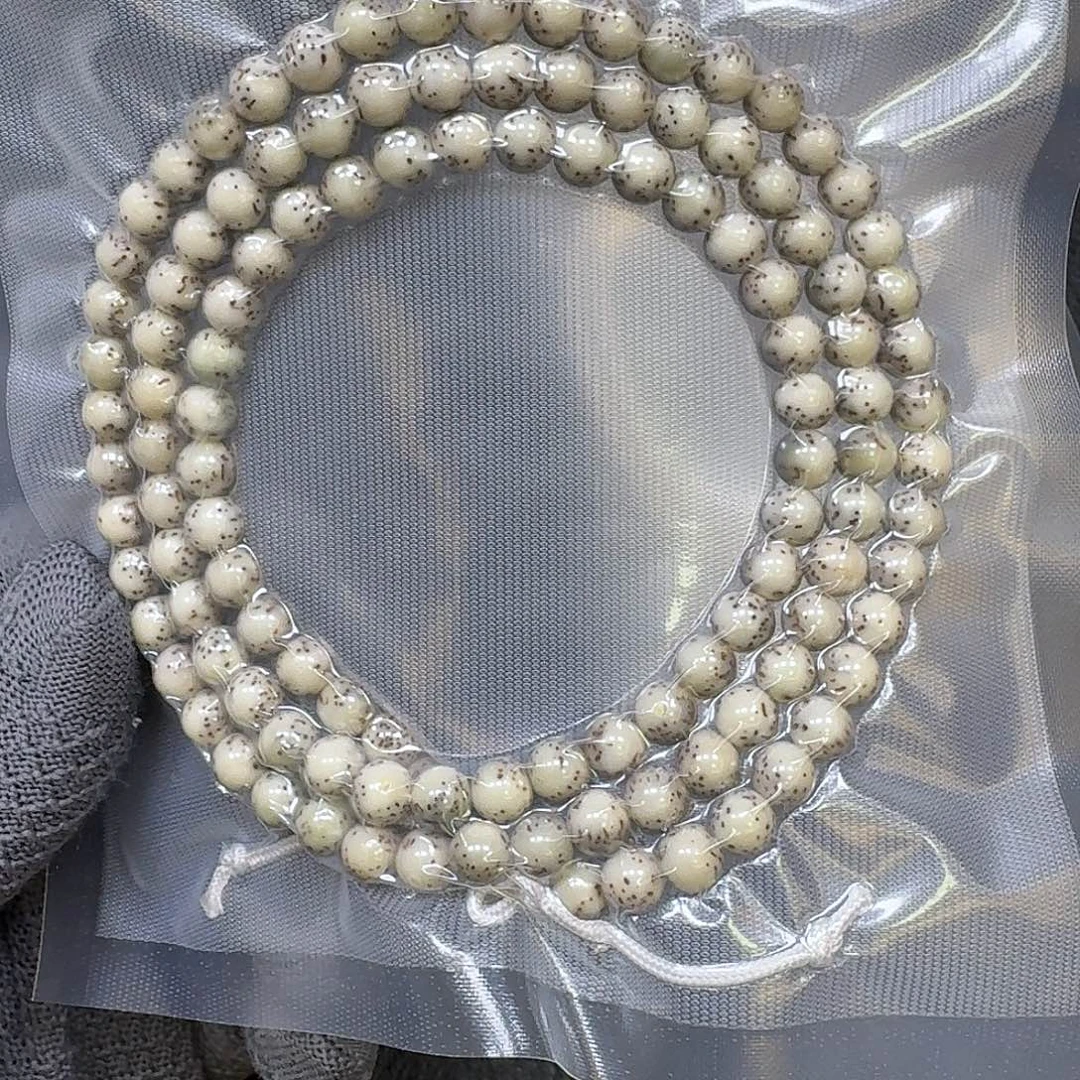 手串星月菩提7mm石玉料圆珠大留白长串