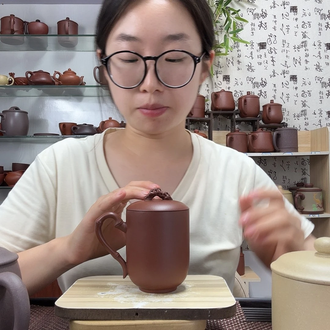 茶壶紫砂原矿底槽清竹石办公杯250CC