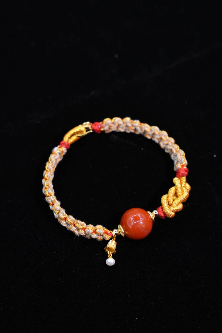 【元宝珠宝】14+南红火焰纹五福手绳多样性发一件YB3203903