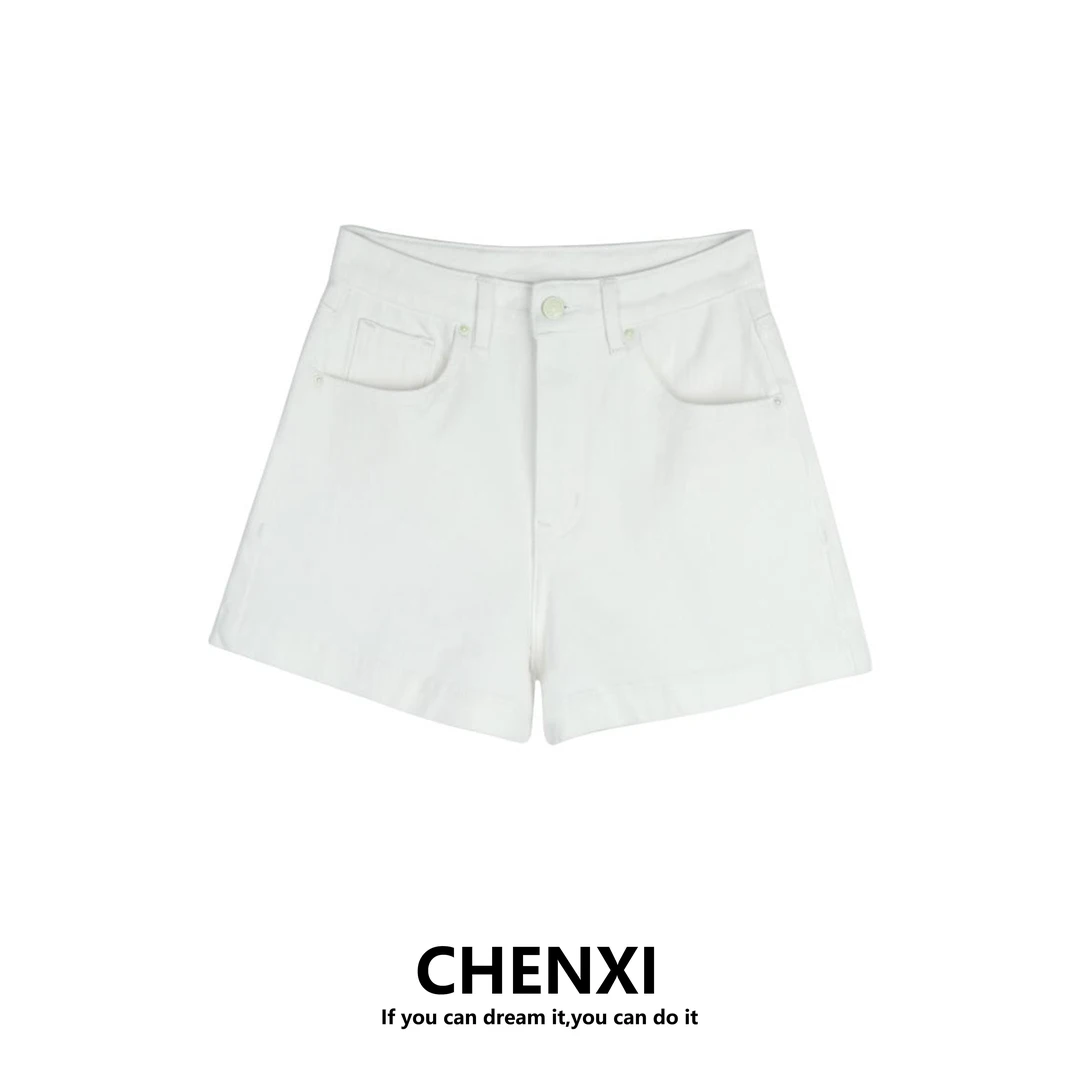 CHENXI · 女团裤 · 夏季A字高腰四面弹三分牛仔短裤#2038