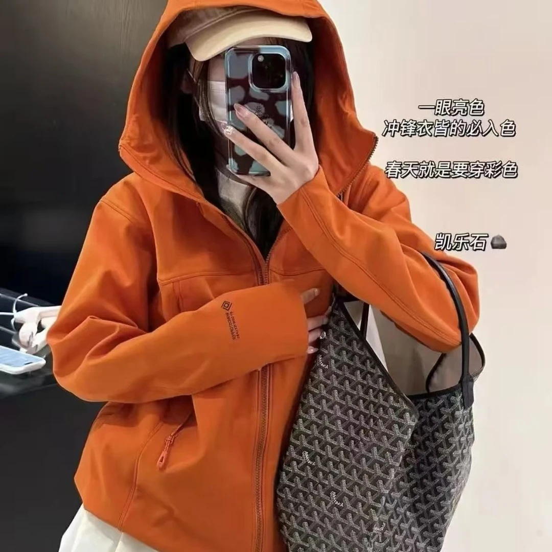 复古防风防水冲锋衣男秋冬季连帽宽松休闲开衫夹克男女同款上衣服